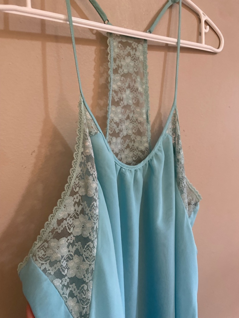 4/$20➡️ La Vie En Rose Aqua Blue Lace-Back Chemise – Size XL Fair *Flaw - Picture 4 of 15